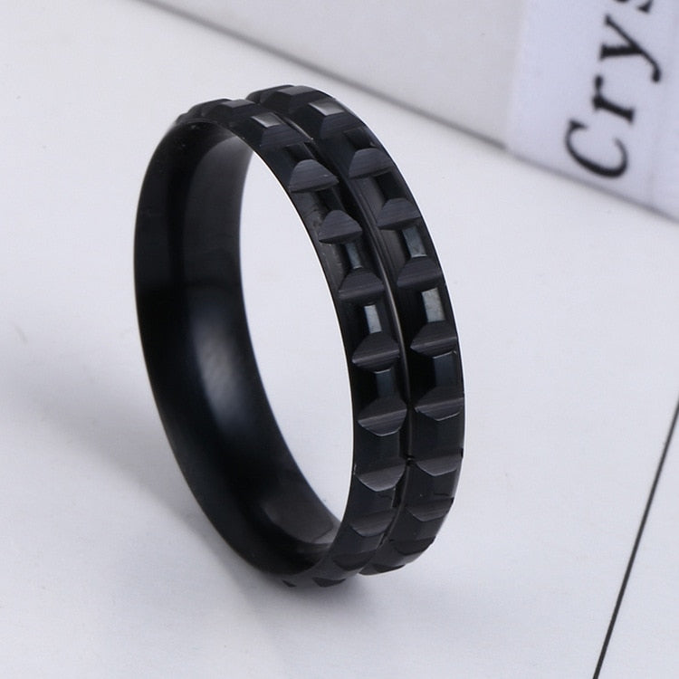 Fashion Titanium Steel Men's Ring Square Black Ring Hop Trend Rings For Women Men Anneau