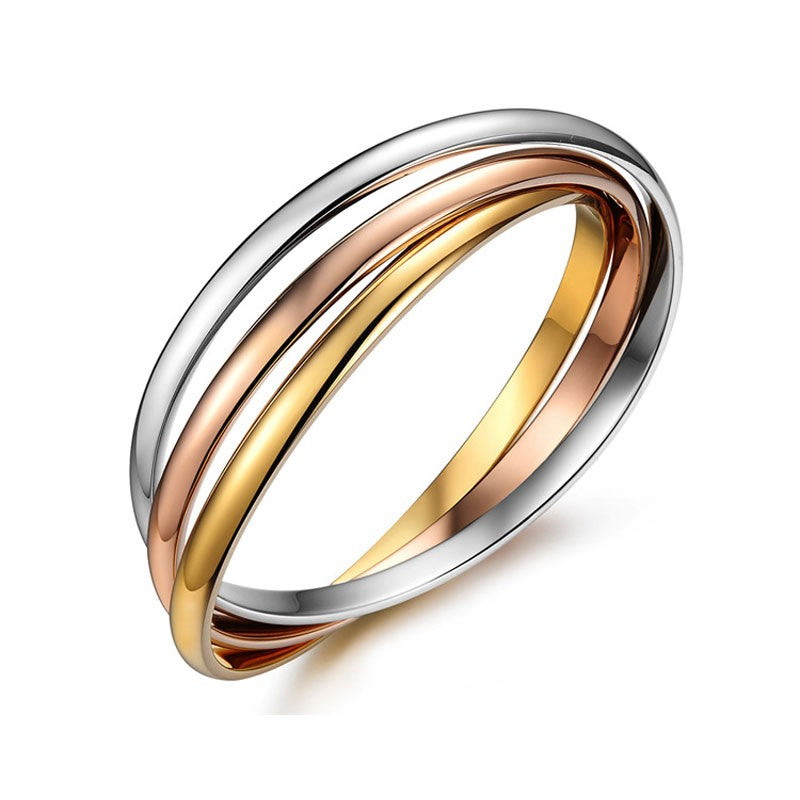 Fashion Top Quality Wholesales Three Ring Bracelets Bangle Golden Rose Stainless Steel Bracelet Bangle Women Hold Fine Jewelry