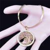 Tree of Life Crystal Stainless Steel Neckless Chain Women Gold Color Choker Necklaces Jewelry colier femme N19S02
