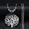 Tree of Life Stainless Steel Necklace Silver Color Big Necklace for Women Jewelry bisuteria mujer N18071
