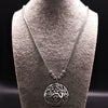 Tree of Life Stainless Steel Necklace Silver Color Big Necklace for Women Jewelry bisuteria mujer N18071