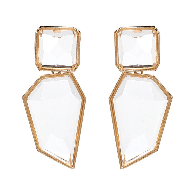 Fashion Trendy CZ Crystal Earrings For Women Statement Jewelry Geometric Drop Earrings Party Accessories