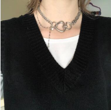 Trendy Silver Color Heart Shape Choker Necklace For Women Female Unique Temperament Wedding Party Jewelry 2021 Newest