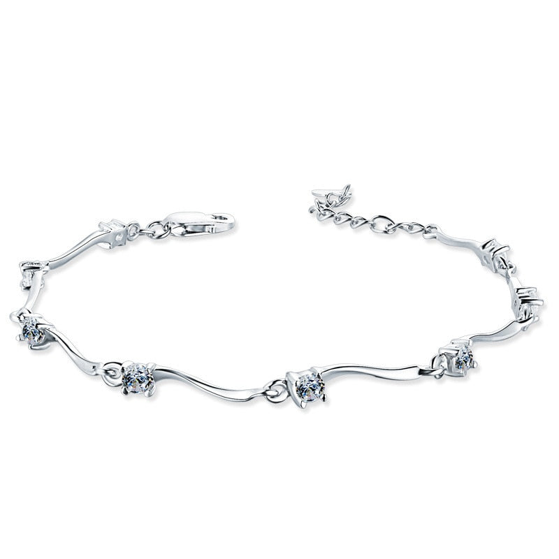 Fashion Twisted CZ 925 Sterling Silver Bracelet