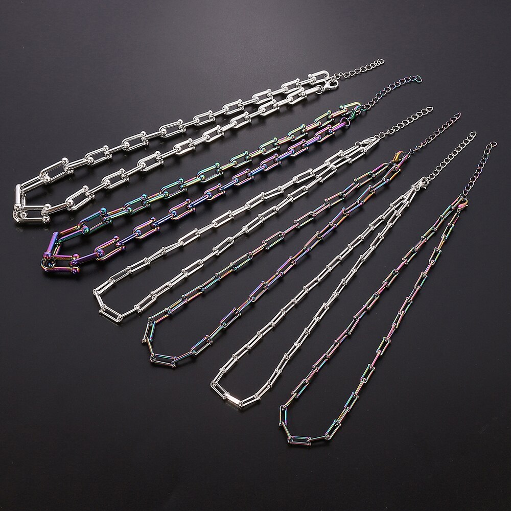 U-shaped Necklace Personality Collar Clavicle Necklace Silver Color Quench Cool Jewelry For Man Women Special Gifts