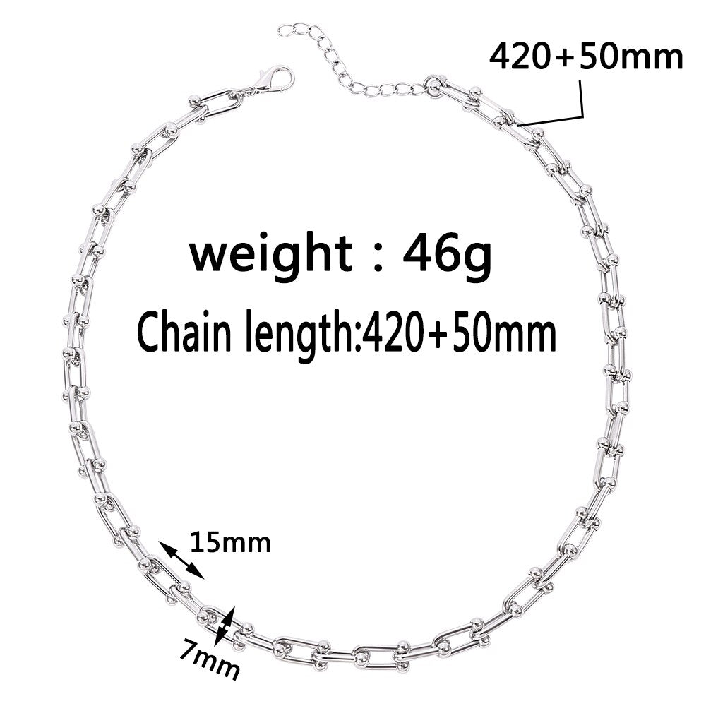 U-shaped Necklace Personality Collar Clavicle Necklace Silver Color Quench Cool Jewelry For Man Women Special Gifts