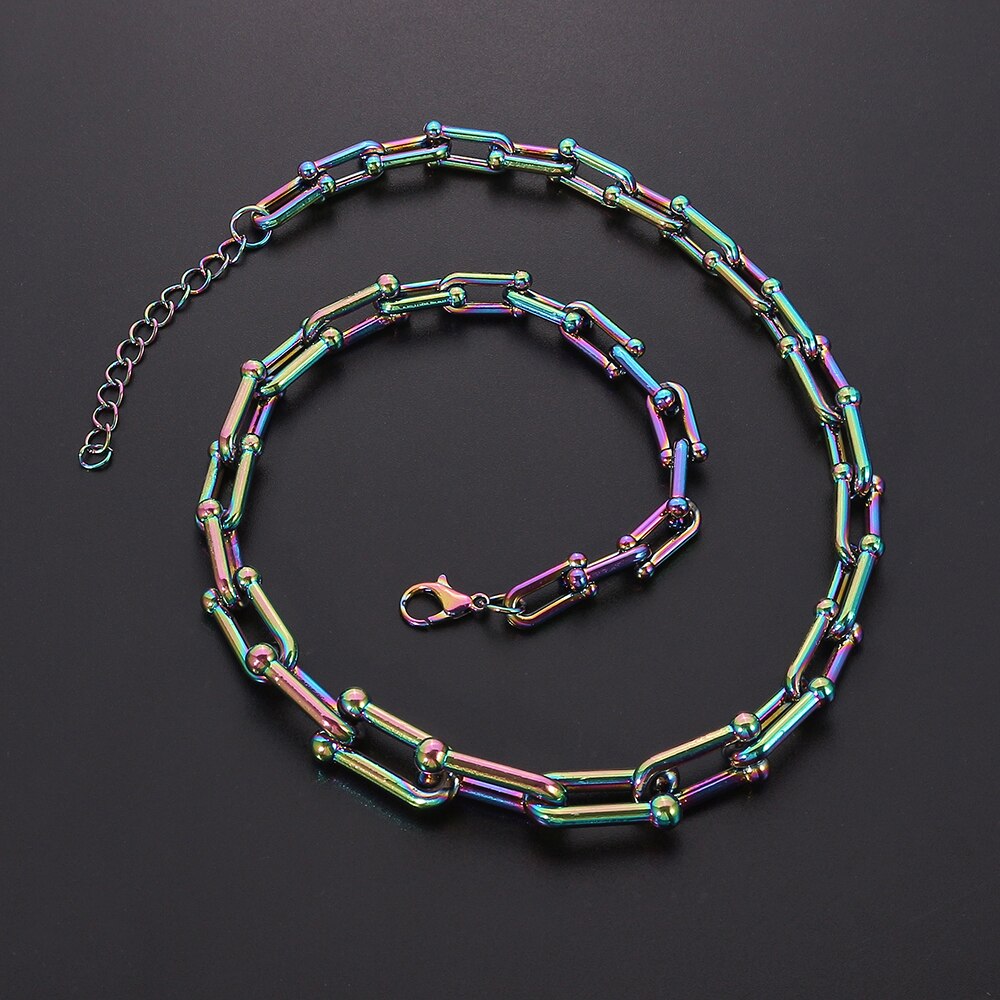 U-shaped Necklace Personality Collar Clavicle Necklace Silver Color Quench Cool Jewelry For Man Women Special Gifts