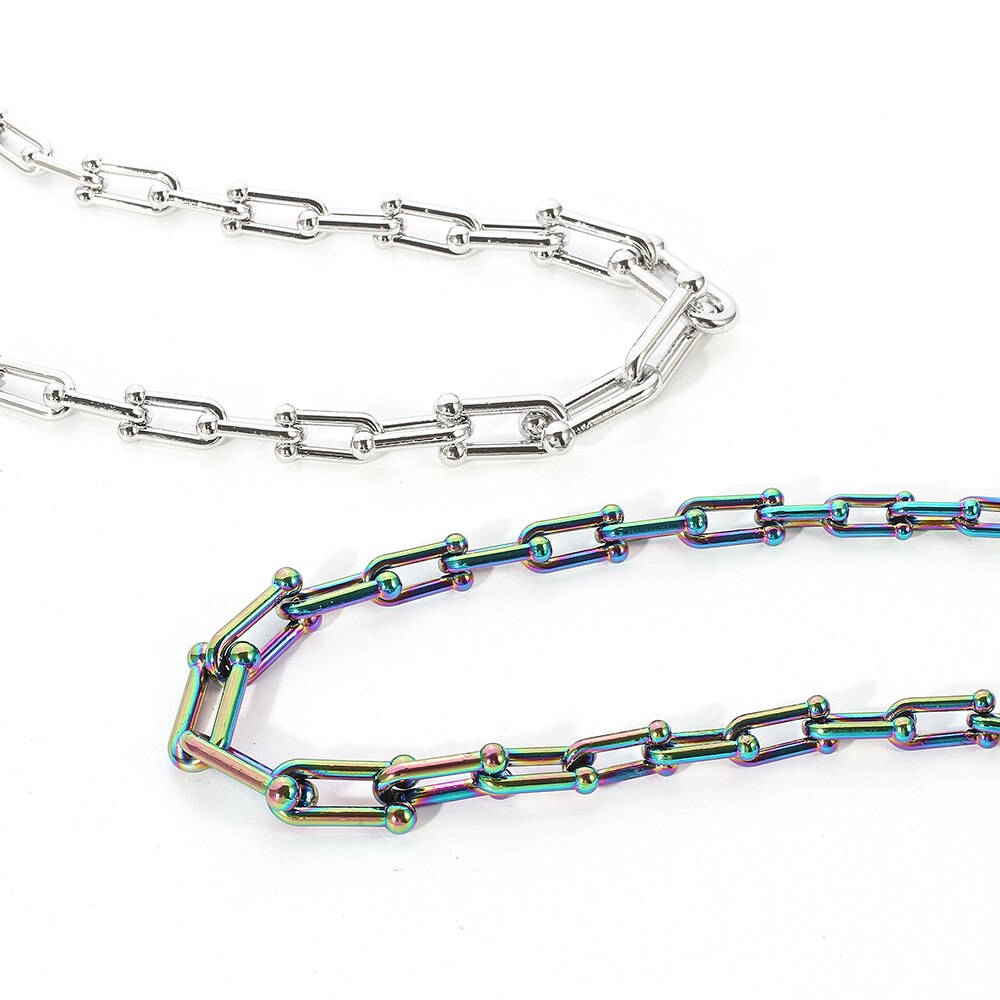 U-shaped Necklace Personality Collar Clavicle Necklace Silver Color Quench Cool Jewelry For Man Women Special Gifts