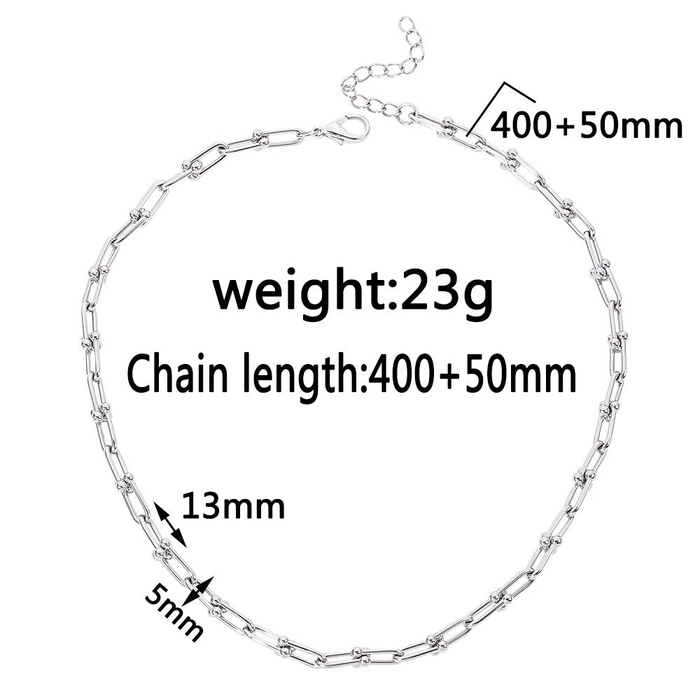 U-shaped Necklace Personality Collar Clavicle Necklace Silver Color Quench Cool Jewelry For Man Women Special Gifts