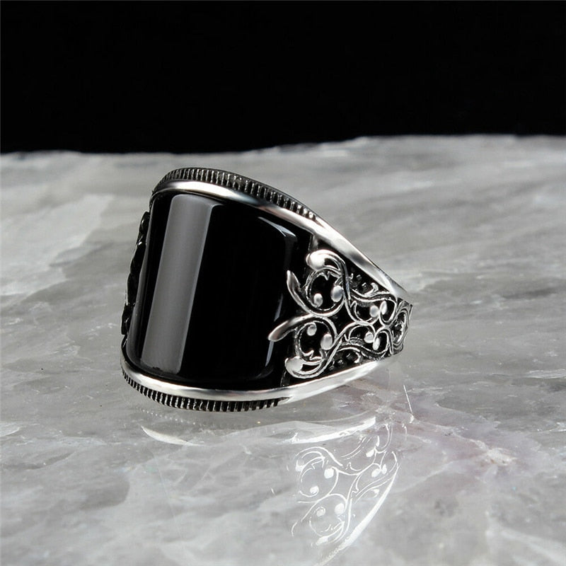 Unique Charm Embossed Pattern Oaint Ring For Men Women Silver Color Metal Rings Accessories Punk Party Jewelry Gift