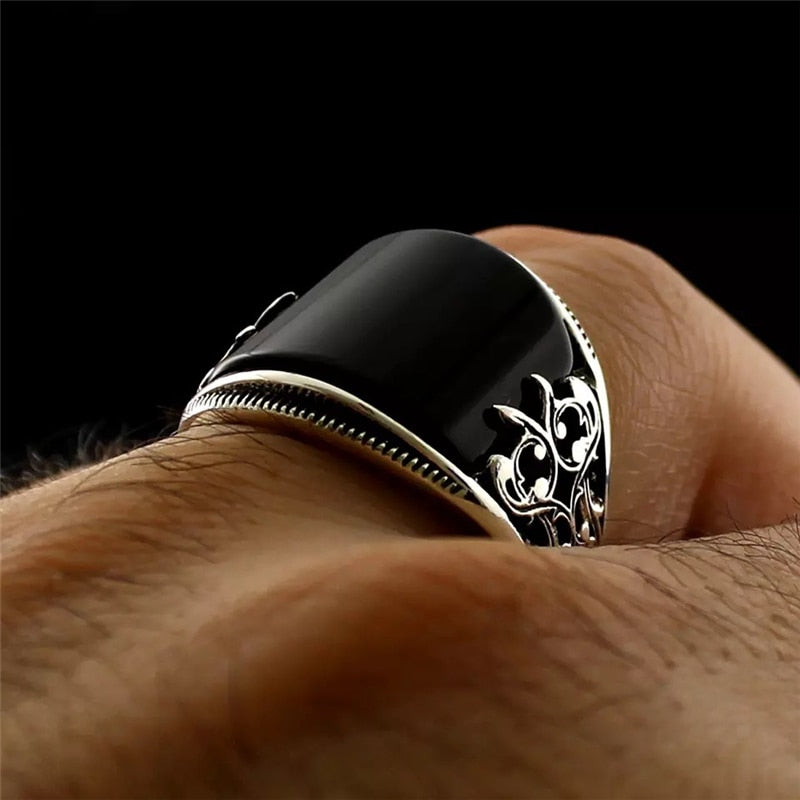 Unique Charm Embossed Pattern Oaint Ring For Men Women Silver Color Metal Rings Accessories Punk Party Jewelry Gift