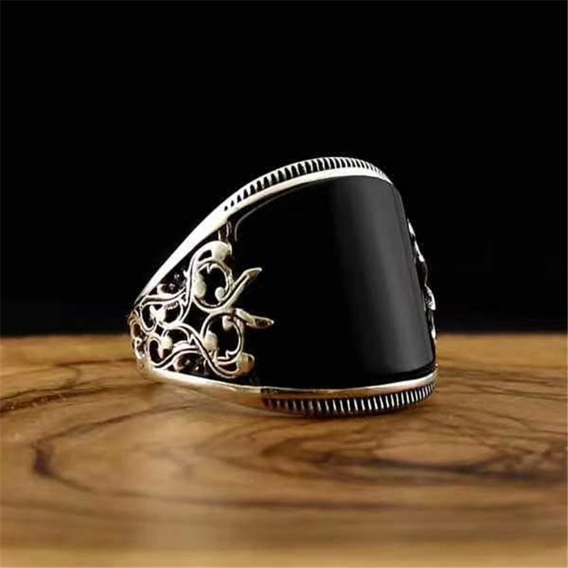 Unique Charm Embossed Pattern Oaint Ring For Men Women Silver Color Metal Rings Accessories Punk Party Jewelry Gift