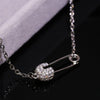 Unique Paper clip Safety pin Pendent Necklace Bling Tiny CZ Punk Collar Necklace Jewelry Accessoris