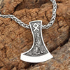 Viking Double-sided Axe Couple Necklace Men Odin Mounts Wolf Head Crow Pendant Woman Stainless Steel Chain Charm Jewelry