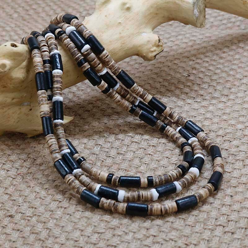 Men's fashion retro country beaded necklace natural tiger eye coconut shell  surfing necklace men's tribal high-