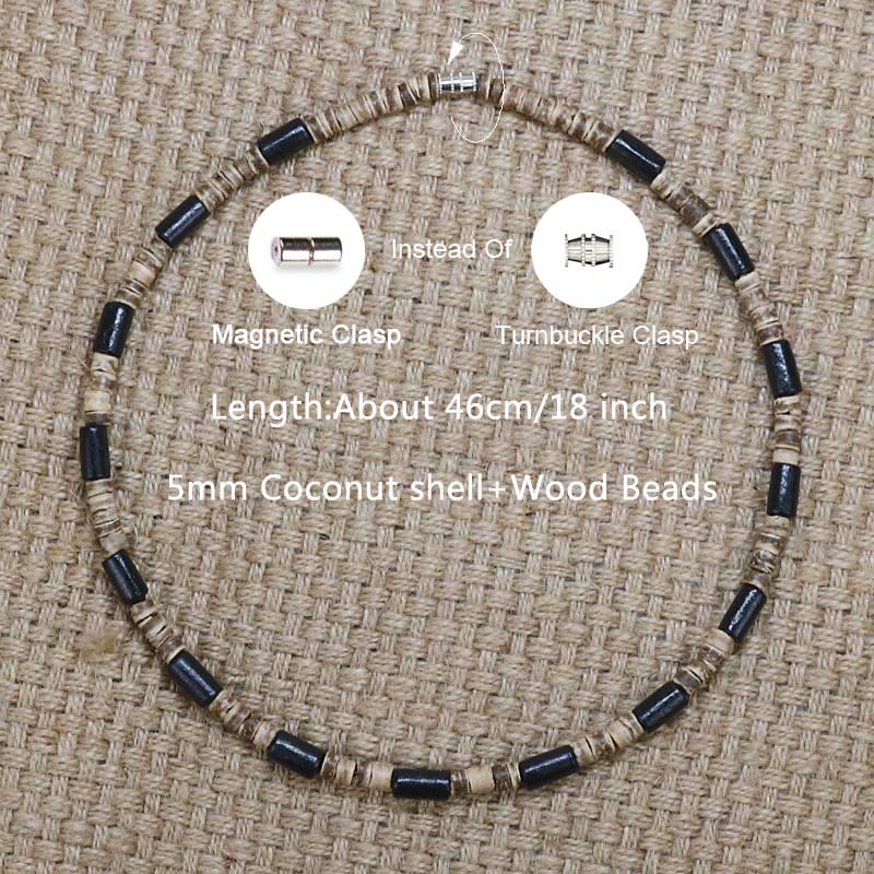 Women’S Bohemian Style Wooden Bead Necklace With Hand-Knitted