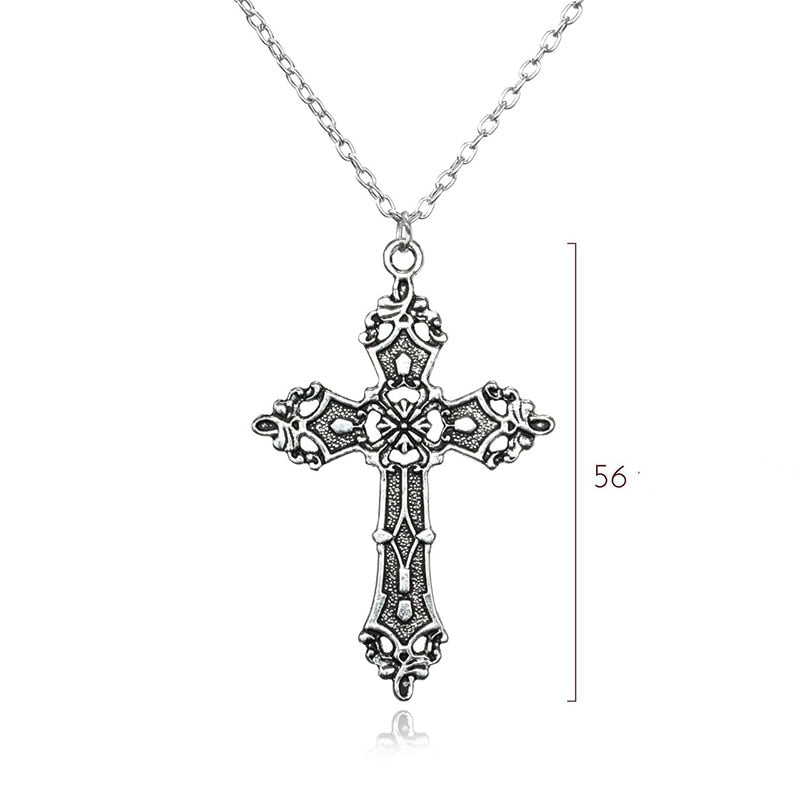 Vintage Cross Pendant Necklace for Women Men Long Chain Punk Goth Trendy Jewelry Accessories Choker Gothic  New