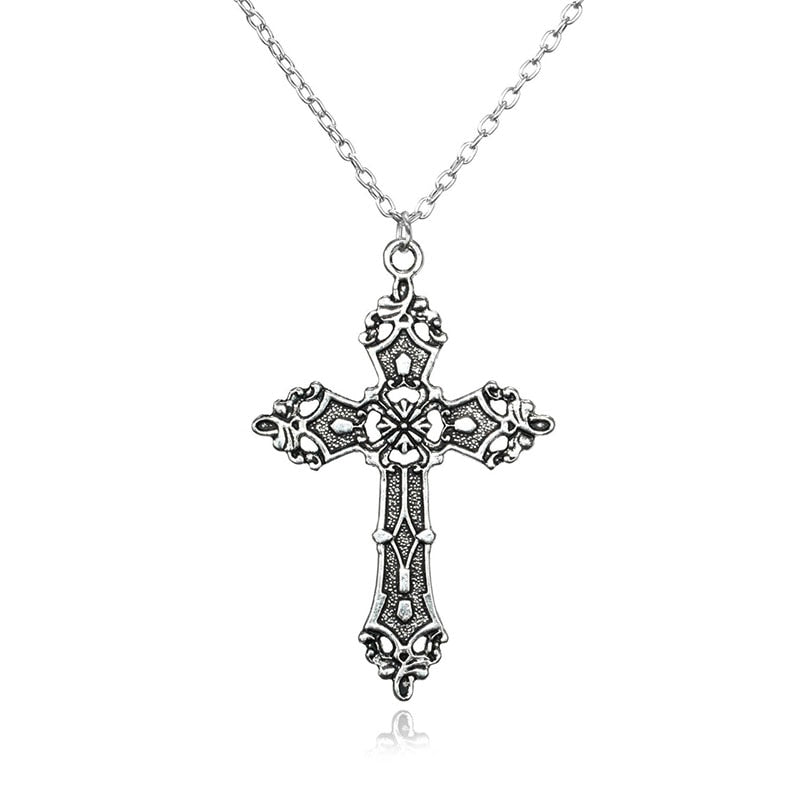 Vintage Cross Pendant Necklace for Women Men Long Chain Punk Goth Trendy Jewelry Accessories Choker Gothic  New