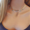 Vintage Gem Stone Green Turquoises Choker Necklace Girlfriend Gift Minimal Necklace Copper Chain Necklaces Jewelry Gifts
