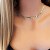 Vintage Gem Stone Green Turquoises Choker Necklace Girlfriend Gift Minimal Necklace Copper Chain Necklaces Jewelry Gifts