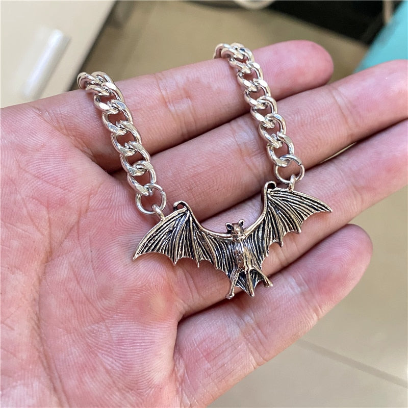 Vintage Punk Gothic Bat Chain Necklace For Women Animals Choker Halloween Collar Hip Hop Girls Jewelry Gift