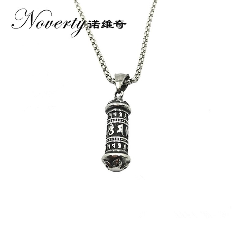 Vintage Punk Men Six Words Om Mani Padme Hum  Titanium Pendant Necklace Hip-hop Rock Cool Style Gifts ZMXL032