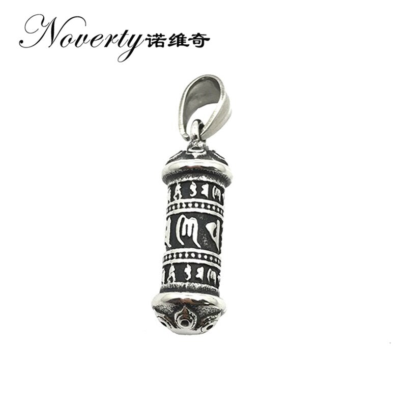 Vintage Punk Men Six Words Om Mani Padme Hum  Titanium Pendant Necklace Hip-hop Rock Cool Style Gifts ZMXL032