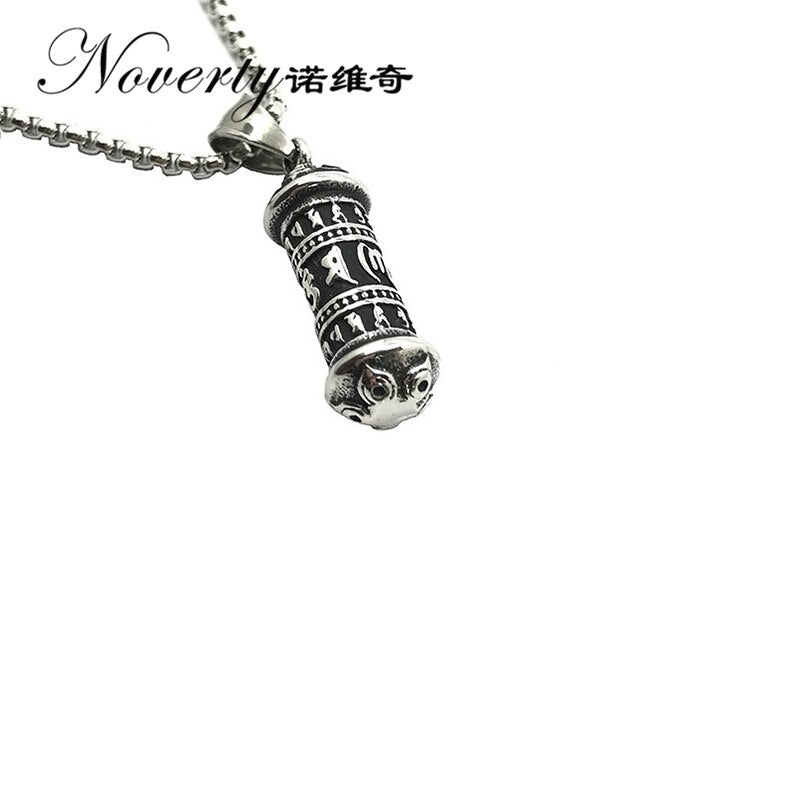 Vintage Punk Men Six Words Om Mani Padme Hum  Titanium Pendant Necklace Hip-hop Rock Cool Style Gifts ZMXL032