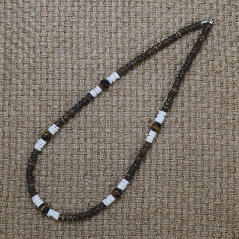 Vintage Rustic Beaded Necklace Men Natural Coconut Shell Surfer Necklace For Men Tribal Jewelry Gift For Him CO-01