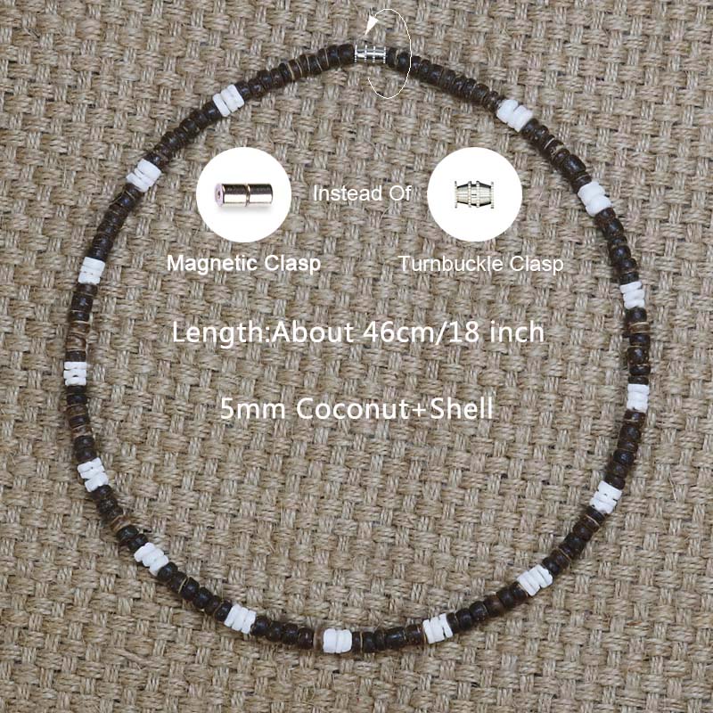 Vintage Rustic Beaded Necklace Men Natural Coconut Shell Surfer Necklace For Men Tribal Jewelry Gift For Him CO-01