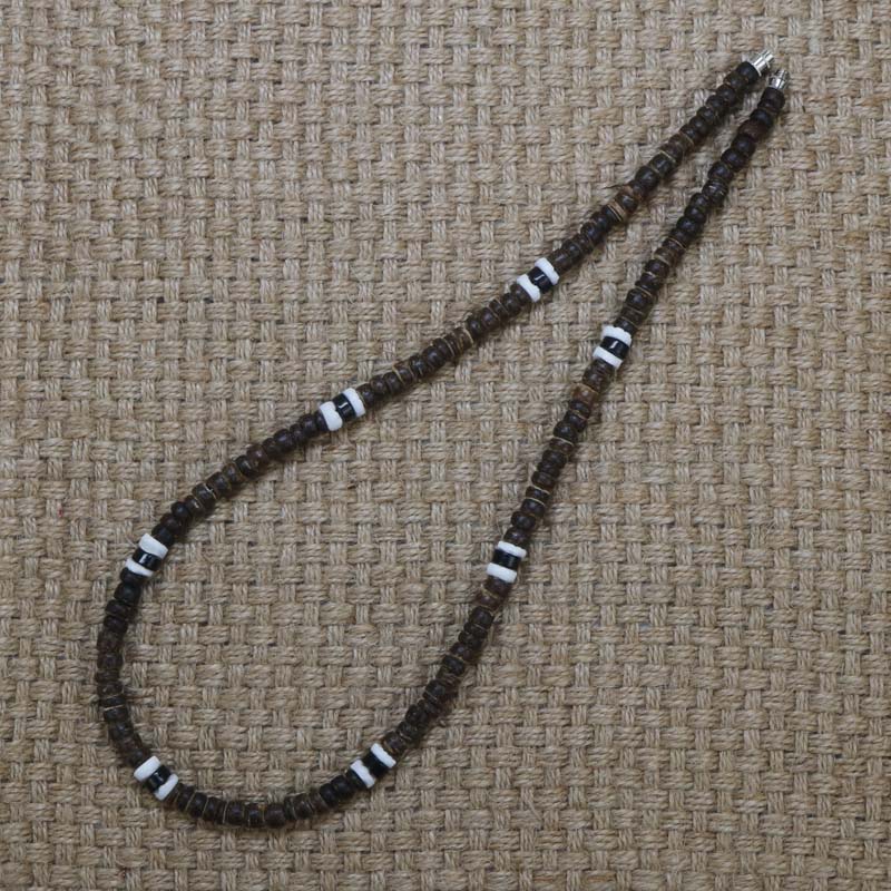 Vintage Rustic Beaded Necklace Men Natural Coconut Shell Surfer Necklace For Men Tribal Jewelry Gift For Him CO-01