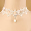 Vintage Sweet Lolita Imitation Pearl White Lace Choker Necklaces Bridal Jewelry For Women Wedding Party FY-122