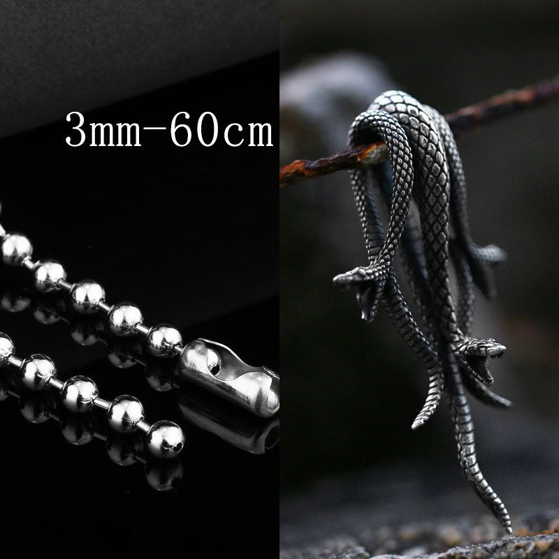 Vintage Women Men Snake Stainless Steel Pendant Chain Necklace Jewelry BP8-492