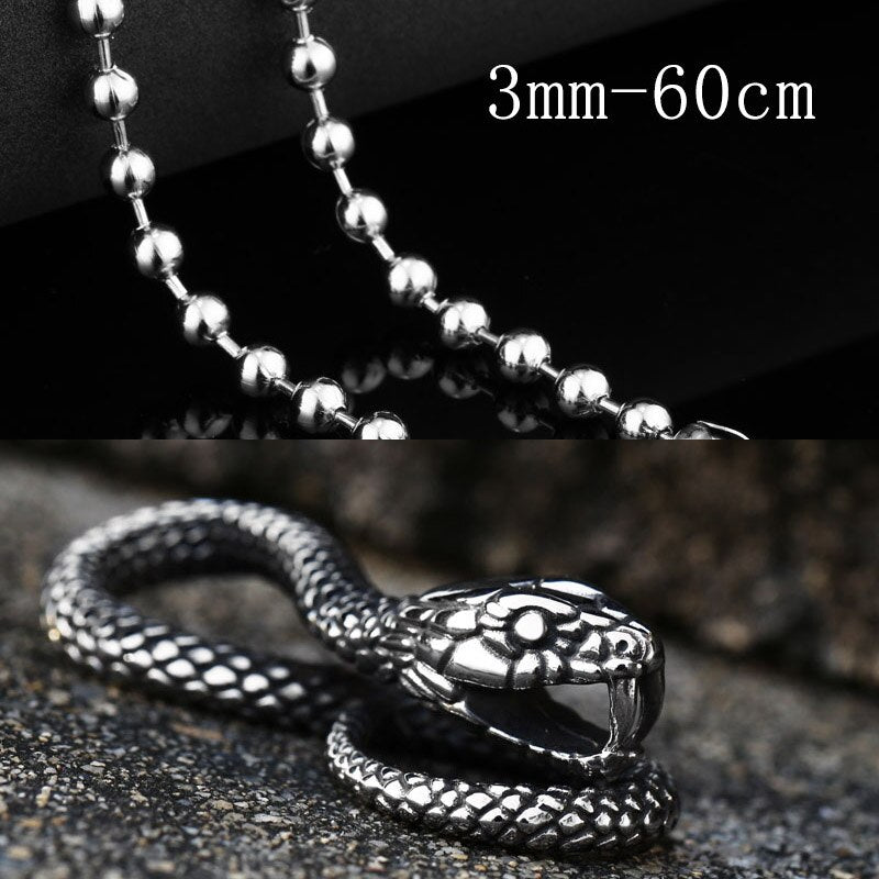 Vintage Women Men Snake Stainless Steel Pendant Chain Necklace Jewelry BP8-492