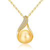 Fashion Water Drop Shell Pearl CZ 925 Sterling Silver Leaf Necklace Women Gift