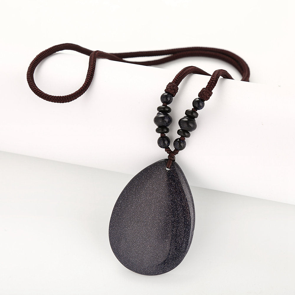 Fashion Water Drop pendant Stone Amber Pendant Necklace Rock Quartz Crystal Healing Chakra Pendant Necklace for Women Jewelry