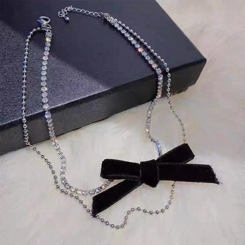 Wedding Jewelry Bow-Knot French Romantic Style Clavicle Chain Vintage Multi-Layer Necklace For Women Beach Chokers Gift