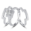 Fashion White Round CZ 925 Sterling Silver Square Stackable Promise Rings
