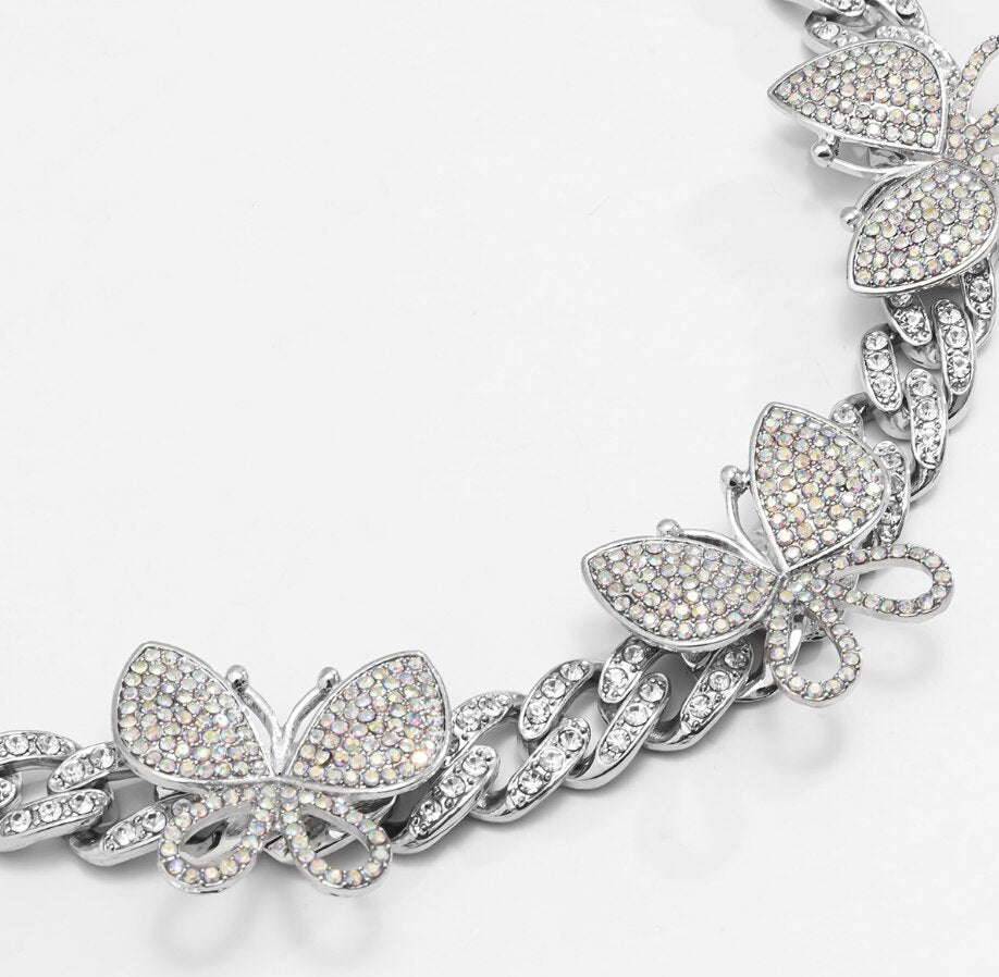 Women 12 Styles Cuban Butterfly Necklace Choker for Unisex Hip Hop  Candy Color Crystal Rhinestone Jewelry Choker