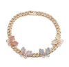Women 12 Styles Cuban Butterfly Necklace Choker for Unisex Hip Hop  Candy Color Crystal Rhinestone Jewelry Choker