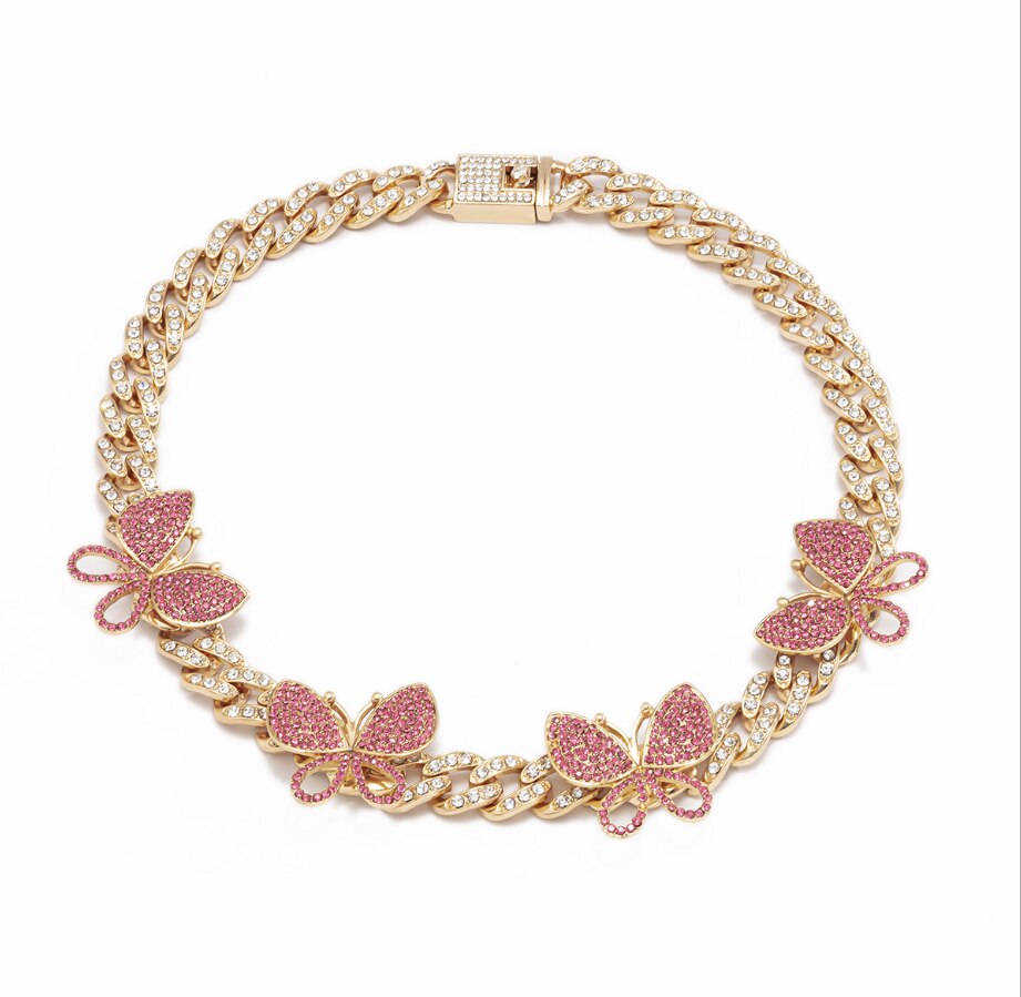 Women 12 Styles Cuban Butterfly Necklace Choker for Unisex Hip Hop  Candy Color Crystal Rhinestone Jewelry Choker