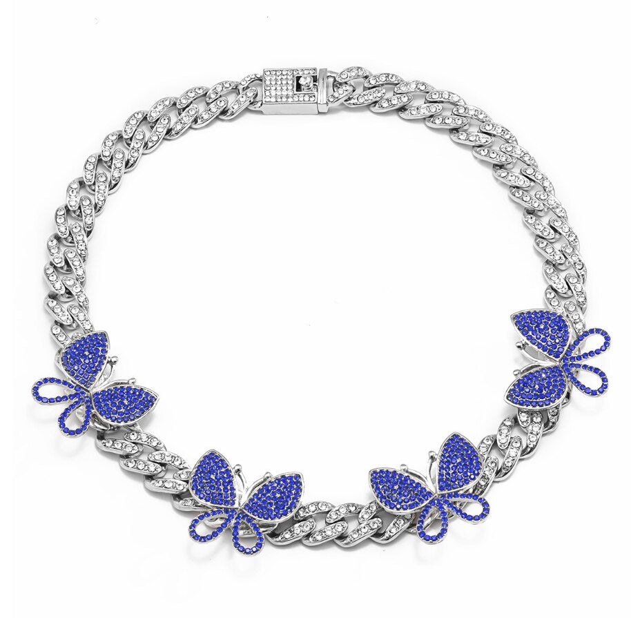 Women 12 Styles Cuban Butterfly Necklace Choker for Unisex Hip Hop  Candy Color Crystal Rhinestone Jewelry Choker