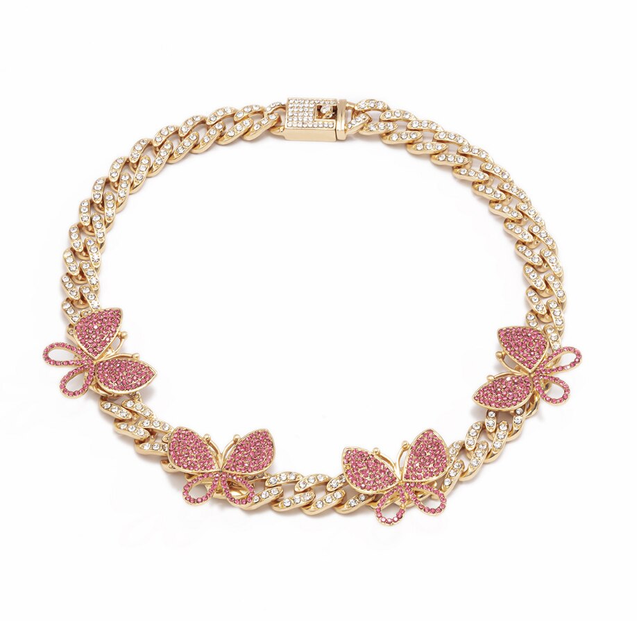 Women 12 Styles Cuban Butterfly Necklace Choker for Unisex Hip Hop  Candy Color Crystal Rhinestone Jewelry Choker