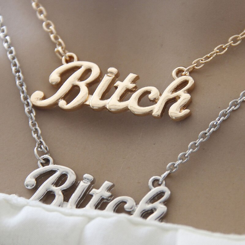 Women Clavicle Necklaces Bitch Letters Pendant Necklace Fine Jewelry Gift H9