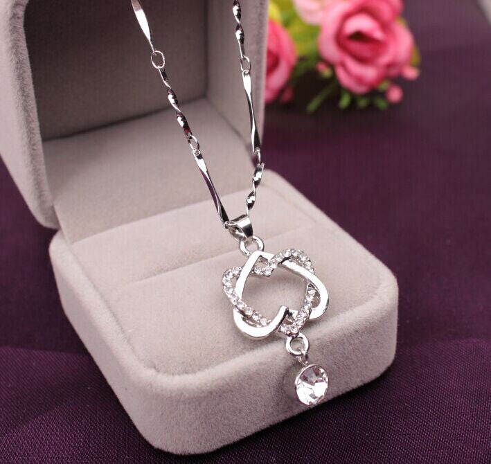 Fashion-Women-Double-Heart-Pendant-Necklace-Chain-Jewelry