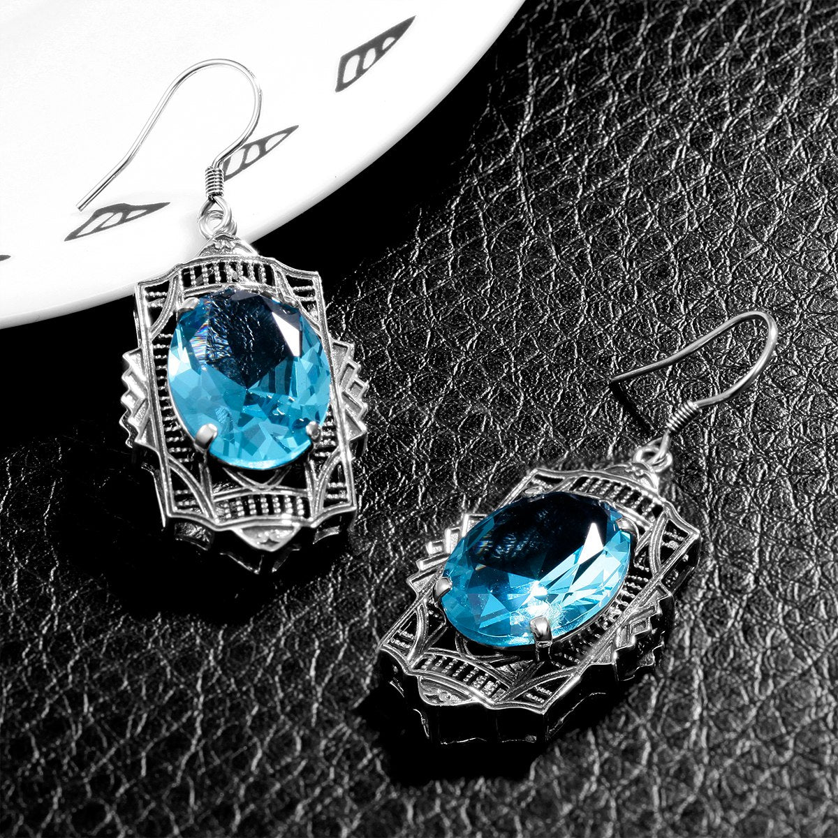 Fashion Women Earrings Charm 925 Sterling Sliver Jewelry Earring Created Emerald Ruby Topaz Stone Party Wedding Earring Vintage