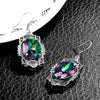 Fashion Women Earrings Charm 925 Sterling Sliver Jewelry Earring Created Emerald Ruby Topaz Stone Party Wedding Earring Vintage