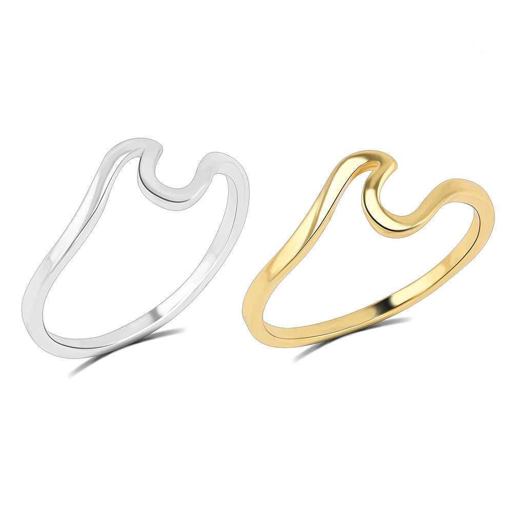 Fashion Women Girl Simple Metal Wave Rings Mix Colors Beach Lovers Ring Jewelry Size 7-10