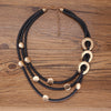 Women Gold Black Silicone Rubber Layered Big Chunky Statement Boho Necklace Collar Mujer Colar Feminino Ketting Jewelry