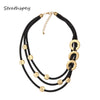Women Gold Black Silicone Rubber Layered Big Chunky Statement Boho Necklace Collar Mujer Colar Feminino Ketting Jewelry